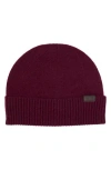 Hickey Freeman Cashmere Rib Cuffed Beanie In Purple