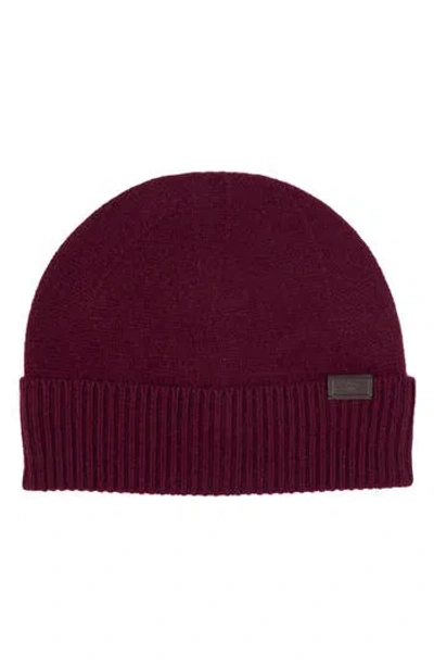 Hickey Freeman Cashmere Rib Cuffed Beanie In Purple