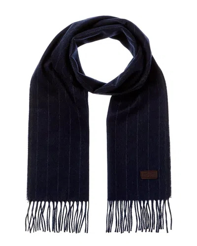 Hickey Freeman Chalk Stripe Cashmere Scarf In Blue