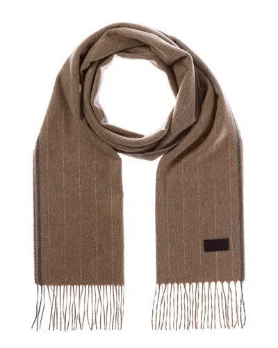 Hickey Freeman Chalk Stripe Cashmere Scarf In Brown