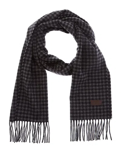 Hickey Freeman Gingham Cashmere Scarf In Grey