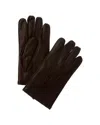 Hickey Freeman Hand Stitched Cashmere-lined Leather Gloves In Brown