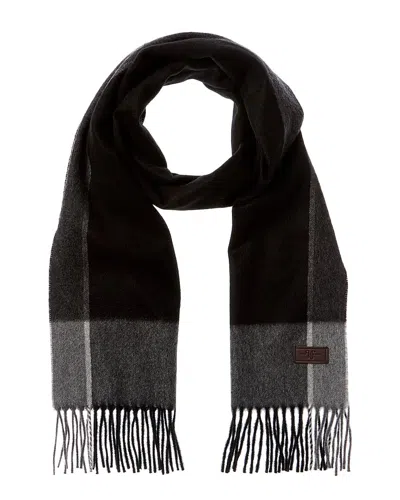 Hickey Freeman Herringbone Colorblocked Scarf In Black