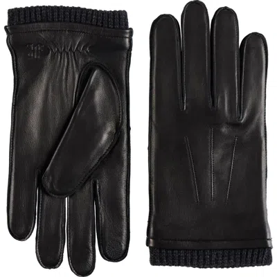 Hickey Freeman Leather Gloves In Black