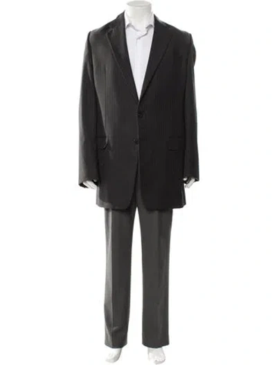 Pre-owned Hickey Freeman Loro Piana Fabric Striped Blazer In Gray