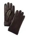 Hickey Freeman Marled Rib Cashmere & Leather Gloves In Black