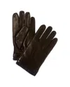 Hickey Freeman Marled Rib Cashmere & Leather Gloves In Blue
