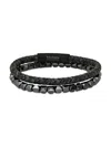 HICKEY FREEMAN MEN'S 2-PIECE HEMATITE & VEGAN LEATHER BRACELET SET