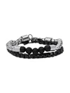 HICKEY FREEMAN MEN'S 2-PIECE STAINLESS STEEL & LAVA BEADED BRACELET SET