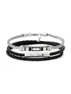 Hickey Freeman Men's 2-piece Stainless Steel & Leather Bracelet Set In Neutral