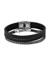 HICKEY FREEMAN MEN'S 2-PIECE STAINLESS STEEL & LEATHER BRACELET SET