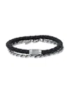 HICKEY FREEMAN MEN'S 2-PIECE STAINLESS STEEL CHAIN & LEATHER STRAND BRACELET SET