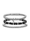 HICKEY FREEMAN MEN'S 3-PIECE LEATHER, STAINLESS STEEL & BEAD BRACELET SET