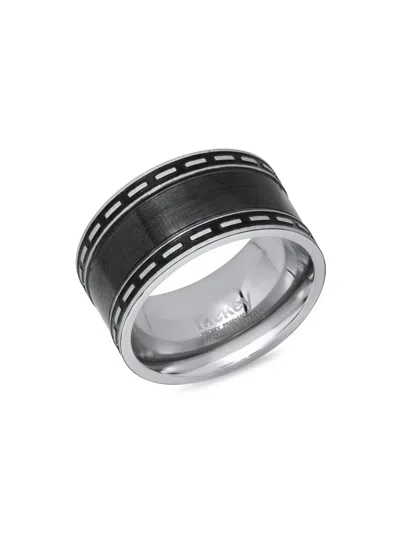 Hickey Freeman Men's Stainless Steel, Leather & Enamel Band Ring In Neutral