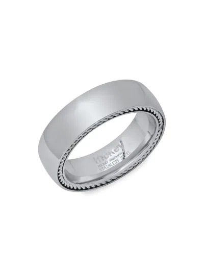 Hickey Freeman Men's Stainless Steel Miligrain Edge Ring In Neutral