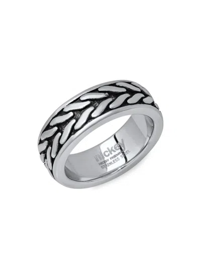Hickey Freeman Men's Stainless Steel Oxidized Braided Ring In Neutral