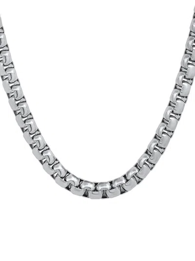 Hickey Freeman Men's Stainless Steel Rounded Box Chain Necklace In Silver