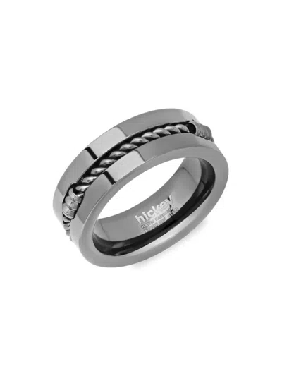 Hickey Freeman Men's Stainless Steel Twisted Inlay Ring In Neutral