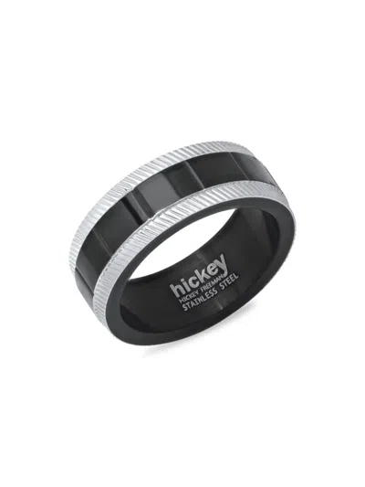 Hickey Freeman Men's Two Tone Stainless Steel Band In Black
