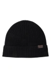 Hickey Freeman Merino Wool Rib Knit Beanie In Black