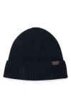 Hickey Freeman Merino Wool Rib Knit Beanie In Black