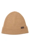 Hickey Freeman Merino Wool Rib Knit Beanie In Brown