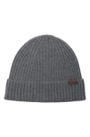Hickey Freeman Merino Wool Rib Knit Beanie In Gray