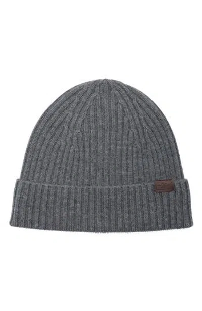 Hickey Freeman Merino Wool Rib Knit Beanie In Gray