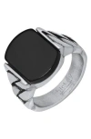 HICKEY FREEMAN STAINLESS STEEL BLACK AGATE RING