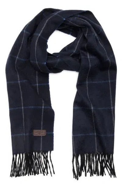 Hickey Freeman Windowpane Cashmere Scarf In Blue
