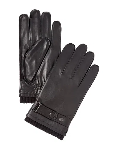 Hickey Freeman Wool-trim Leather Gloves In Black