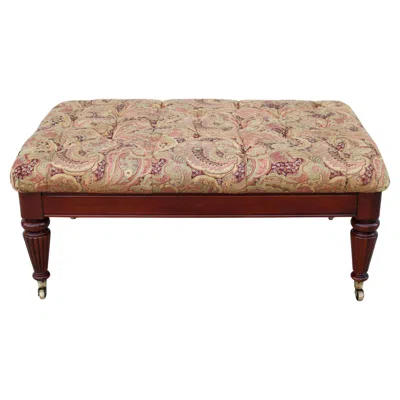 Pre-owned Hickory Chair Furniture Company Traditional Hickory Chair Button Tufted Cocktail Ottoman Bench On Brass Casters In Brown