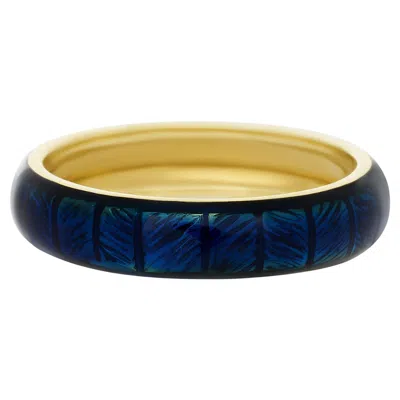 Pre-owned Hidalgo 18 Karat Yellow Gold Blue Enamel Band
