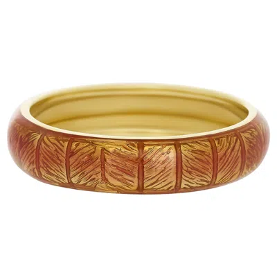 Pre-owned Hidalgo 18 Karat Yellow Gold Orange Enamel Band