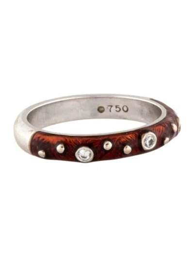 Pre-owned Hidalgo 18k Diamond & Enamel Band In Red