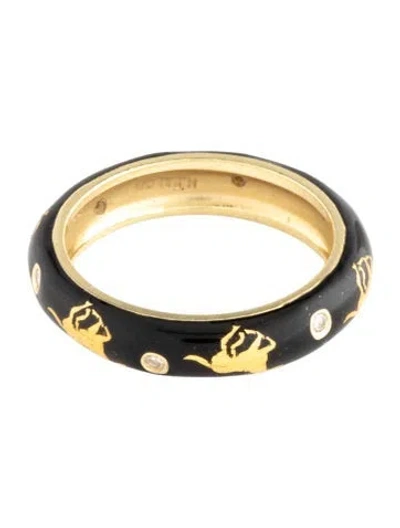 Pre-owned Hidalgo 18k Diamond & Enamel Horse Band In Black