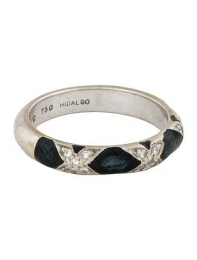 Pre-owned Hidalgo 18k Diamond & Enamel 'x' Band In Blue