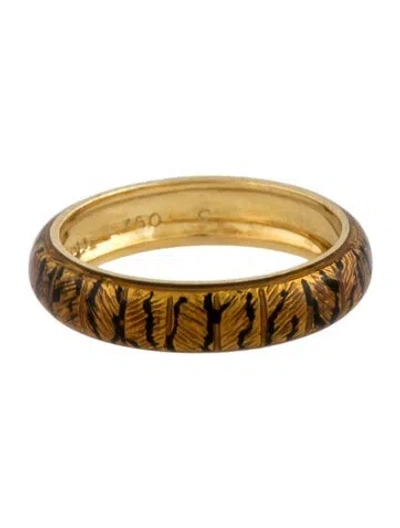 Pre-owned Hidalgo 18k Enamel Band In Black/orange