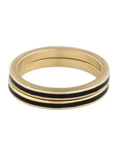Pre-owned Hidalgo 18k Enamel Band Set Of Two In Black