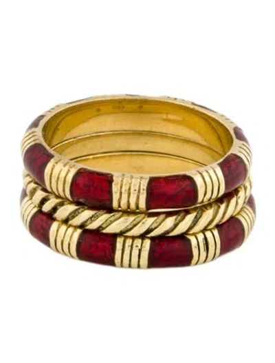 Pre-owned Hidalgo 18k Enamel Bands, Set Of 3 In Red