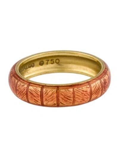 Pre-owned Hidalgo 18k Enamel Stacking Band In Orange