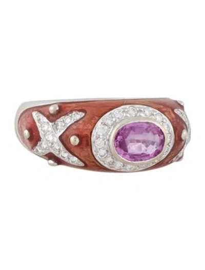 Pre-owned Hidalgo 18k Sapphire, Diamond & Enamel Ring In Multi