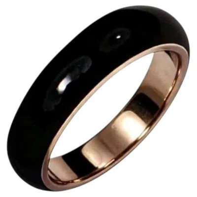 Pre-owned Hidalgo 18k Yellow Gold  Black Enamel Authentic Estate Wedding Band Ring