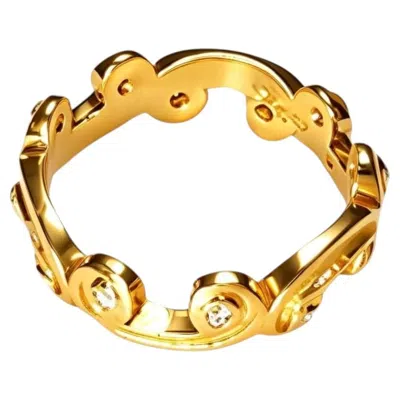 Pre-owned Hidalgo 18k Yellow Gold  Diamond Eternity Swirl Wedding Band Ring