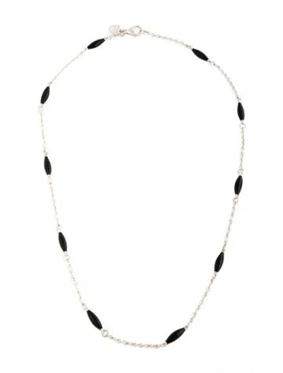 Pre-owned Hidalgo Enamel Station Necklace, 18" In Black