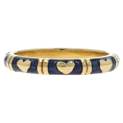Pre-owned Hidalgo Heart Eternity Band - Yellow Gold 18k Love Blue Enamel Sz 6 1/2 Ring