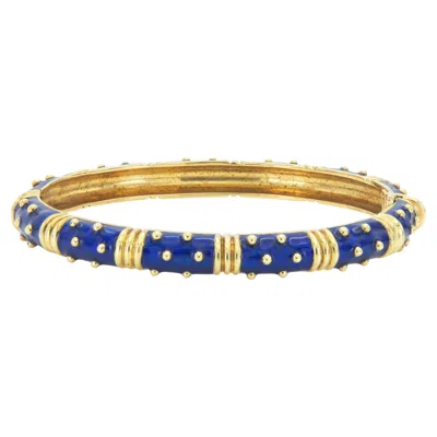 Pre-owned Hidalgo Vintage 1990s  Blue Enamel Hinged Bangle Bracelet