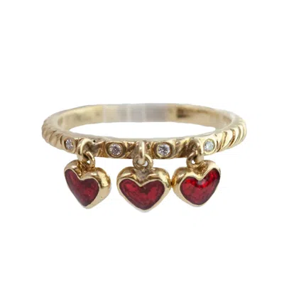 Hidalgo Women's Dangle Heart Charm Ring In Gold