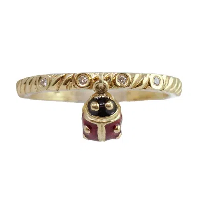 Hidalgo Women's Lady Bug Dangle Ring In Gold