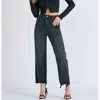 Hidden 27" Inseam Tracey High Waist Wide Straight Jeans In Black In Black
